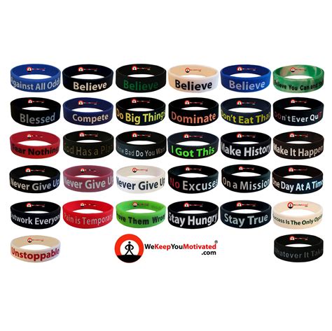 MOTIVATIONAL WRISTBANDS Wear Your Motivation Inspirational Sports Bracelets Worn by Top Pro ...