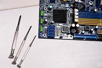 Computer Repair. Motherboard Repair Stock Image - Image of digital ...