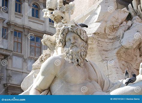 Rome, Piazza Navona, Fountain from Bernini in Italy Stock Photo - Image of history, italy: 49274124