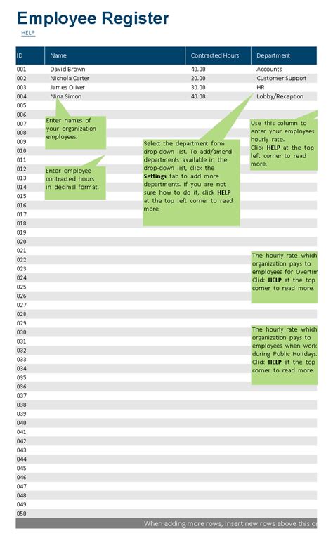 Dupont Schedule Template for Employee Register