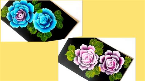 easy flower paint/2 one stroke rose paint - YouTube