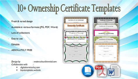 Ownership Certificate Templates Editable [10+ OFFICIAL DESIGNS] – Fresh ...