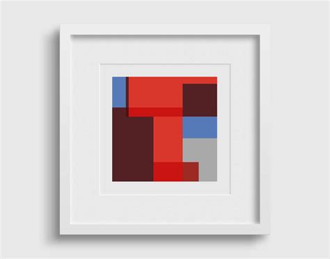 Red and blue abstract geometric art print Art print