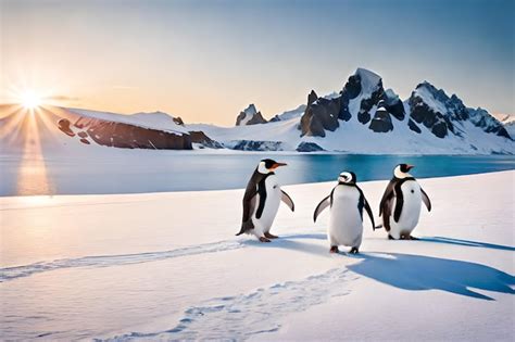 Premium Photo | Penguins on the ice in antarctica