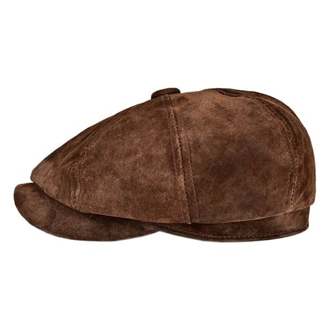 Leather newsboy Retro IVY Hat Cap 8 Pannel Cabbie Classtic Beret Hat - Dark Brown - C71859852YC ...