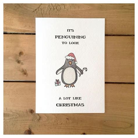 Holiday Penguin Card | Funny Gift, Punny Stationery, Snail Mail, Merry ...