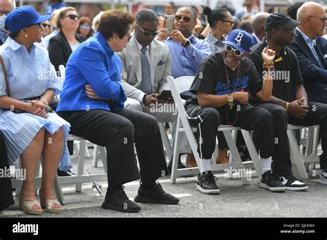 Billie Jean King and Spike Lee attend the Jackie Robinson Museum grand opening on July 26, 2022 ...