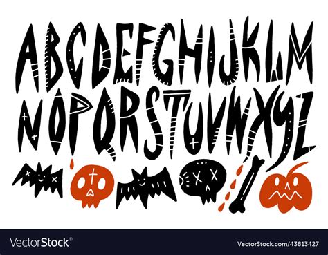 Halloween horror scary funky font alphabet Vector Image