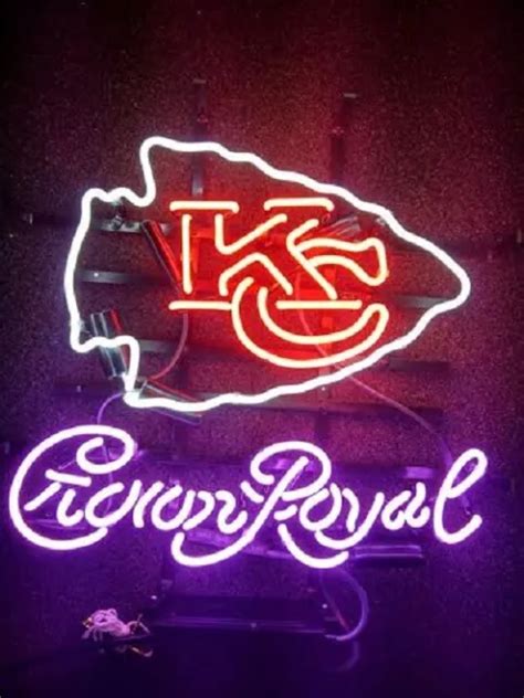 KANSAS CITY CHIEFS Crown Royal Neon Light Sign 20"x16" Wall Decor Lamp Bar Beer $133.79 - PicClick