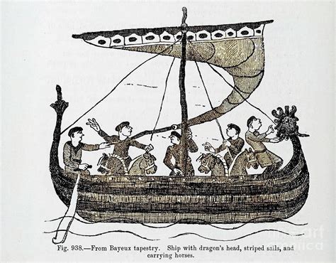 full rigged Viking dragon head ship l5 Drawing by Historic illustrations - Fine Art America