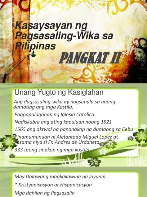 Kasaysayan NG Pagsasaling Wika Sa Pilipinas