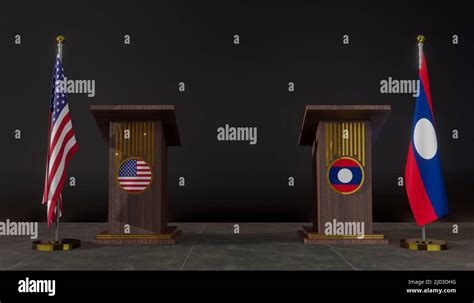 USA and Laos flags. USA and Laos flag. USA and Laos negotiations ...