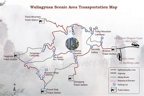 Wulingyuan Map, Maps of Zhangjiajie Wulingyuan Scenic Area