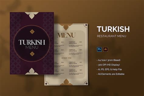 Turkish - Restaurant Menu, Print Templates ft. restaurant & coffee ...