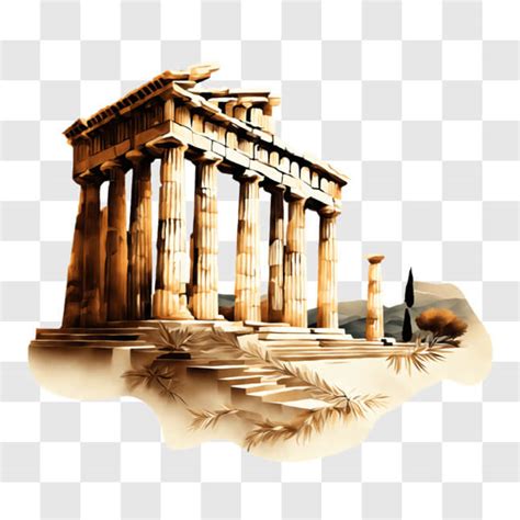 Download Black and White Drawing of Ancient Parthenon in Greece PNG Online - Creative Fabrica