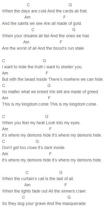 Imagine Dragons - Demons Chords Capo 3 | Ukulele songs, Ukulele chords songs, Music chords