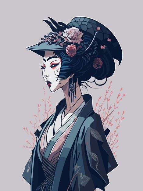 Premium Vector | Digital vector art portrait of a japanese geisha woman ...