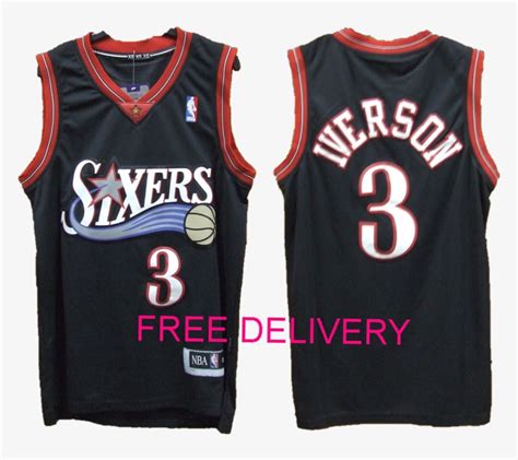 Budget Allen Iverson Sixers Jersey - Black Allen Iverson Philadelphia ...