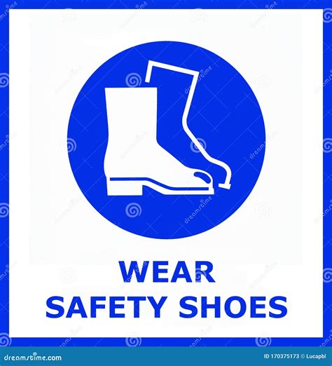 Wear Safety Shoes, Caution Sign Stock Illustration - Illustration of ...