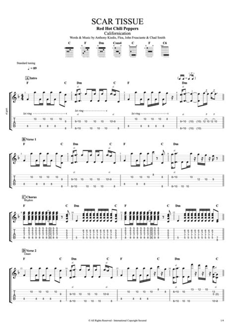 Scar Tissue by Red Hot Chili Peppers - Full Score Guitar Pro Tab ...