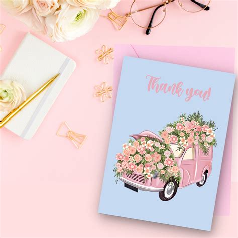 Floral Car Thank you Greeting Card – The Fabulous Planner