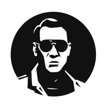 Black And White Portrait Of A Man With Sunglasses Vector, A Simplistic Black Icon Of Roy On A ...