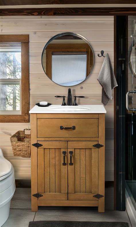 Decor Living Cheyenne 24 in. Vanity in A Rustic Wood Finish Features ...