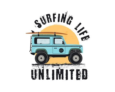 Premium Vector | Vintage surf emblem with retro surf car