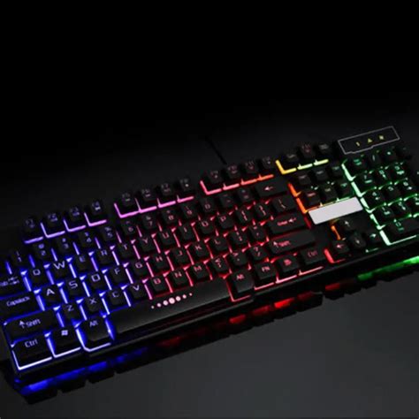 104 Keys Colorful Rainbow LED Illuminated Backlight USB Wired Desktop Gaming Keyboard for PC ...