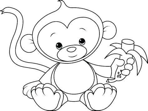 Baby Monkey Colouring Pages Sketch Coloring Page