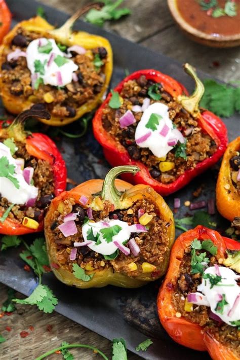 Santa Fe Quinoa Stuffed Peppers - Vegan Huggs