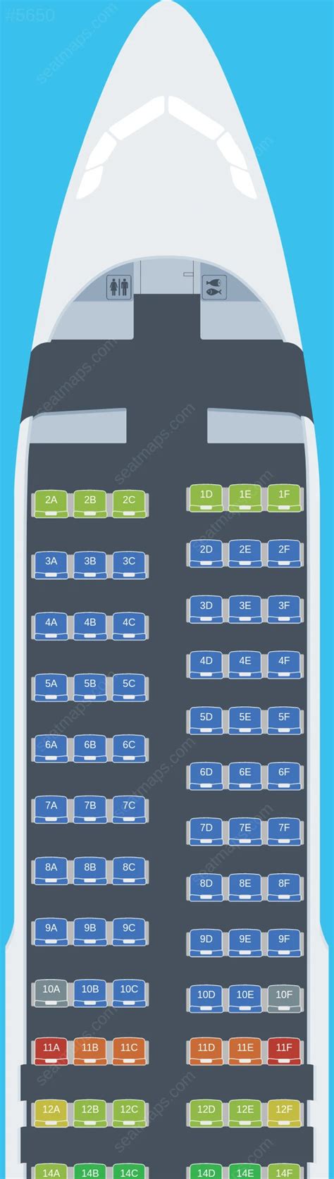 Seat map of Allegiant Air Airbus A320 aircraft