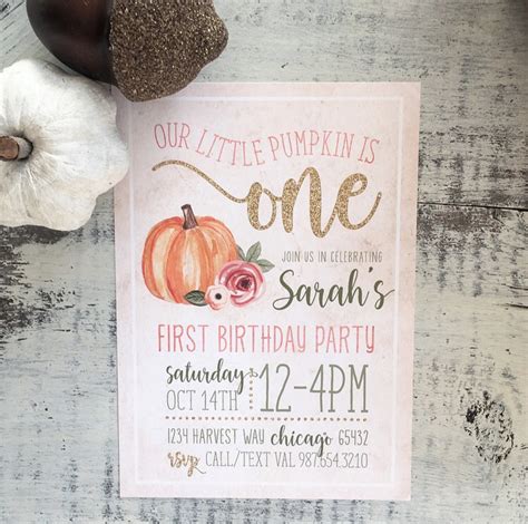 Pumpkin Patch Printable Invite Watercolor Fall Birthday - Etsy