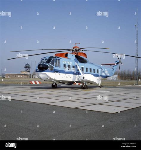 A Sikorsky S-61 helicopter of KLM for passenger transport to and from production and drilling ...