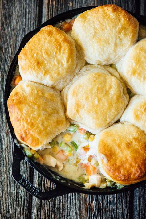 Skillet Chicken Pot Pie- comfort food at its finest! A creamy and savory chicken and vegetable ...