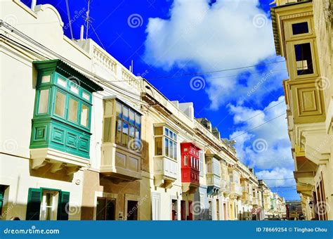 Colorful houses in Malta. stock photo. Image of victoria - 78669254