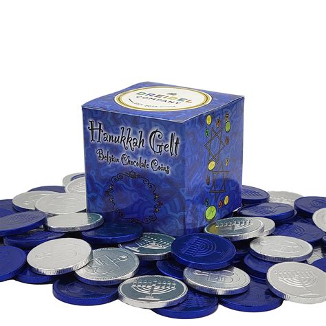 Hanukkah Chocolate Coins, Belgian Blue And Silver Milk Chocolate Coin, Kosher Hanukkah Gelt In ...