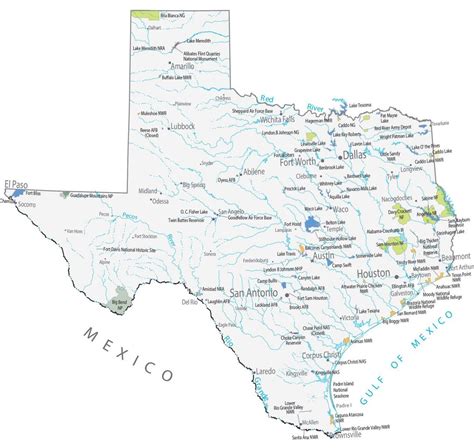 Texas State Map - Places and Landmarks - GIS Geography
