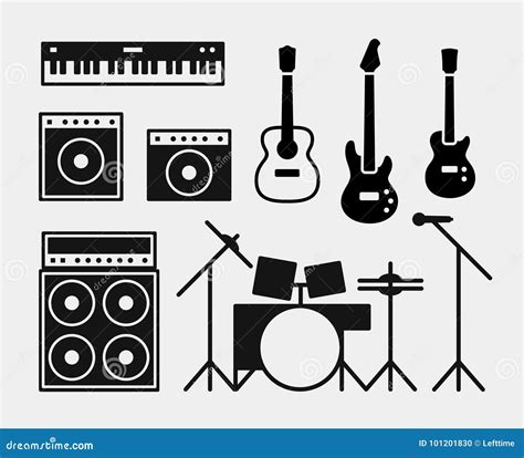 Music Rock Band Instruments Set Stock Vector - Illustration of music ...