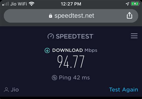 Jio Fiber broadband speed test over WiFi | Unp.me