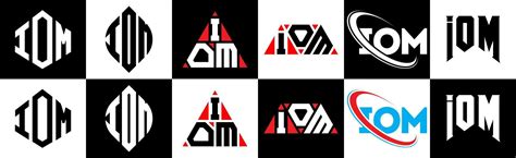 IOM letter logo design in six style. IOM polygon, circle, triangle, hexagon, flat and simple ...