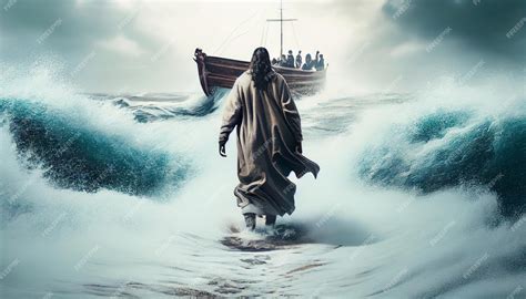 Premium Photo | Bible narratives about Jesus walking on water The ...