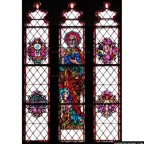 "St. Matthew with Symbols" Religious Stained Glass Window