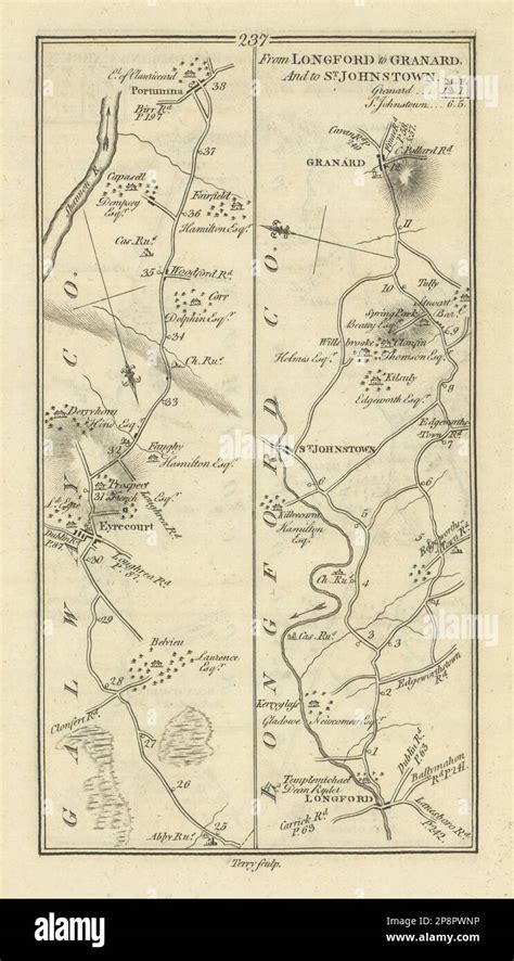 #237 Longford Granard St. Johnstown Eyrecourt Portumna. TAYLOR/SKINNER 1778 map Stock Photo - Alamy