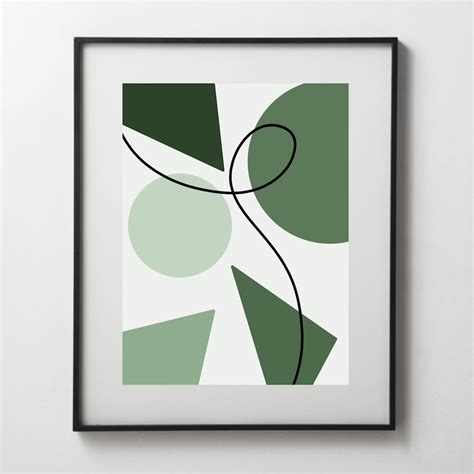 Green minimalist abstract digital art | Etsy