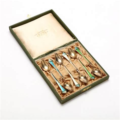 A Cased Set of Enameled Sterling Silver Spoons (Lot 3 - Collection of Sterling SilverMar 30 ...