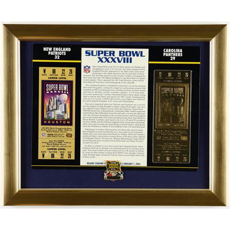 Super Bowl XXXVIII Commemorative Score Card Custom Framed Display with ...