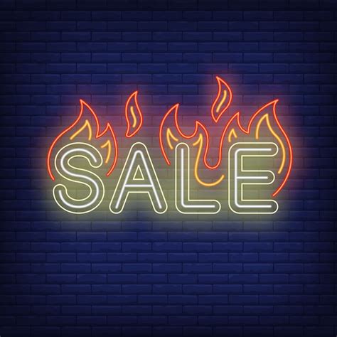 Sale with flames neon sign. Vector | Free Download