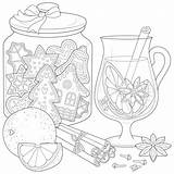 Winter Holiday Illustration Christmas Still Life With Gingerbread  sketch template