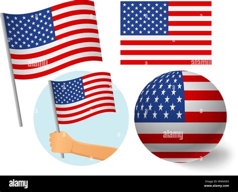 United States of America flag icon set. National flag of United States ...